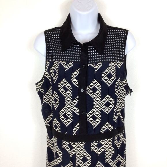 TRINA TURK "Joelle" Pleated Sleeveless Silk Shirt Dress size M - Picture 2 of 7